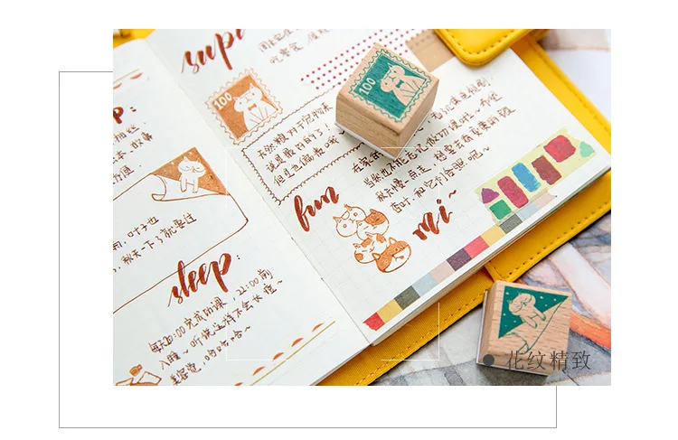 Vintage Cartoon cute cat DIY wooden rubber stamps set for scrapbooking stationery scrapbooking standard stamp