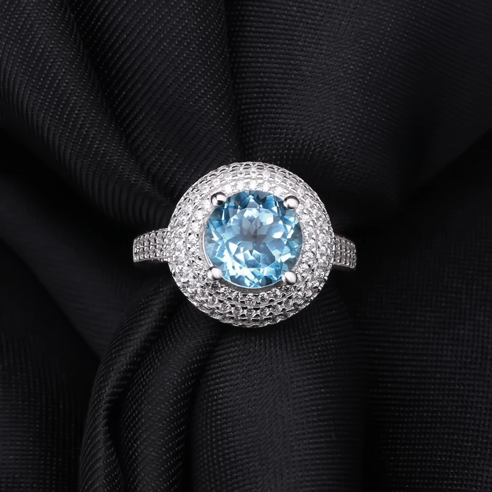 Gem's Ballet 3.45Ct натуральный голубой топаз классический драгоценный камень кольцо 925 пробы серебряные кольца для женщин Свадебные ювелирные изделия