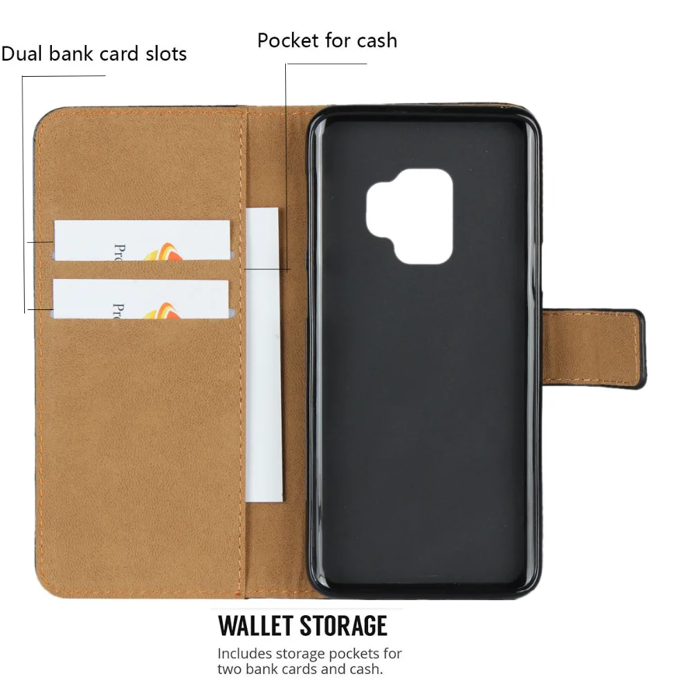 Чехол книжка из натуральной кожи с отделением для карт Samsung Galaxy S9 Plus S10 S8 S20|cover for