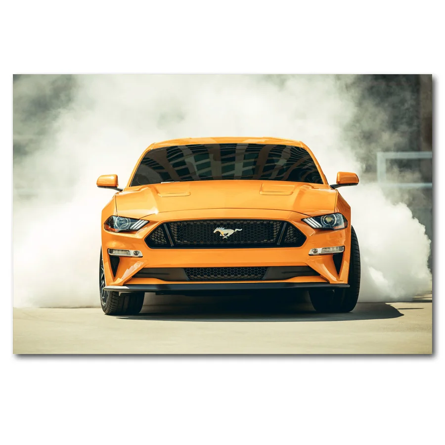 Плакаты и принты Mustang GT мышечный автомобиль оранжевый дымчатый настенное