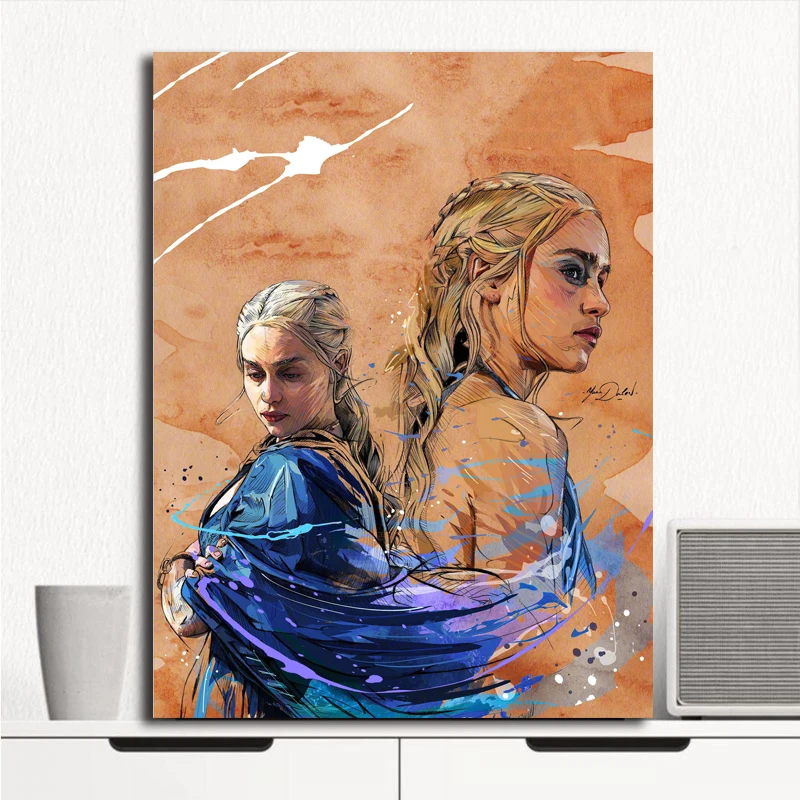Картина из парусины с изображением драконов мамы Дейенерис Таргариен постеры и