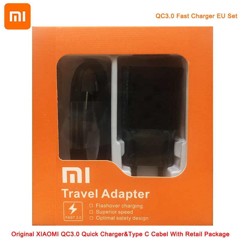 Быстрое зарядное устройство XIAOMI MI 6X QC 3 0 12 В 1.5A EU с кабелем типа C для Xiaomi 9 8 Se 6 Mix 5S 5c