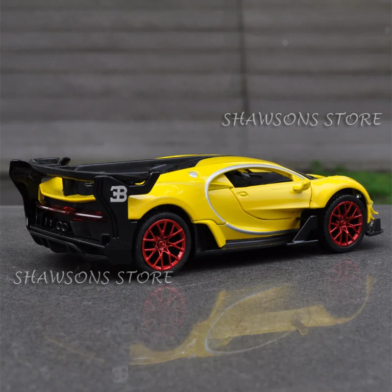 1:32 литая под давлением Модель автомобиля игрушки Вытяните назад BUGATTI CHIRON VISION GT звук и светильник
