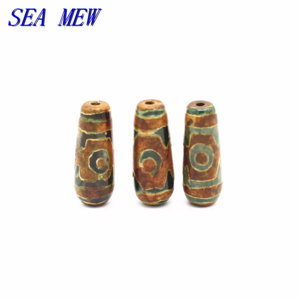 SEA MEW 12 мм * 30 тибетские глаза бусины дзи капли воды древний камень разделитель