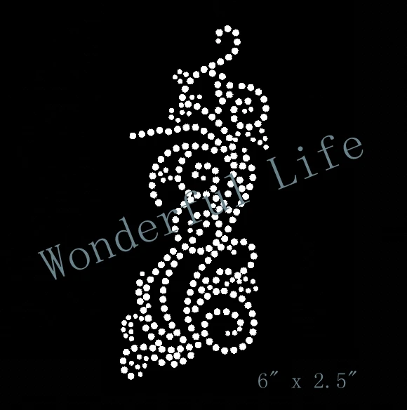 Набор с завитком и бантом 6 дюймов дизайнерский мотив со стразами|rhinestones iron