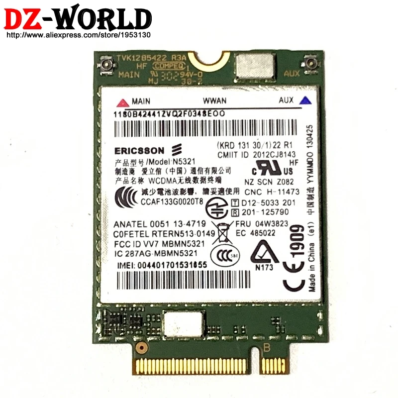 Ericsson N5321 N5321gw 04W3823/04W3842 HSPA + для ThinkPad new x1 carbon X230s X240S t431s T440 L540 T540P W540 3G сетевая карта |