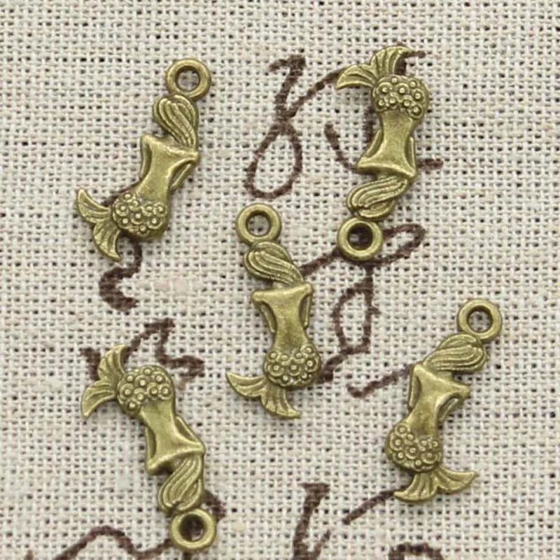 30 шт. Подвески двухсторонние Милая Русалочка 21x10 мм античные бронзовый