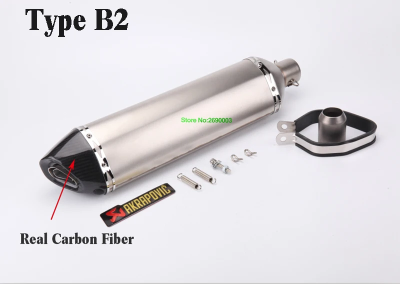 Type B2 Мотоцикл Akrapovic лазерный логотип выхлопной Впускной 51 мм мотоцикл выхлопной трубы глушители Escape с углеродным выхлопным наконечником и дБ убийца - Цвет: Type B2