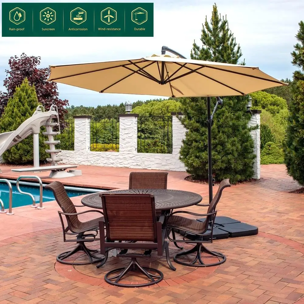 Replacement Fabric Waterproof Canopy Parasol Sun Shelter Cover Parasol Top Garden OutdoorGarden Parasol Canopy Cover