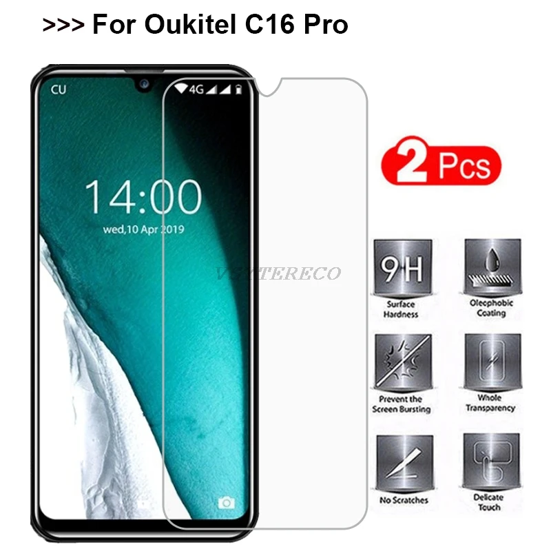 

2Pcs Tempered Glass for Oukitel C16 PRO 5.71" Phone Cover Explosion-proof LCD Film For Oukitel C 16 PRO C16PRO Screen Protector