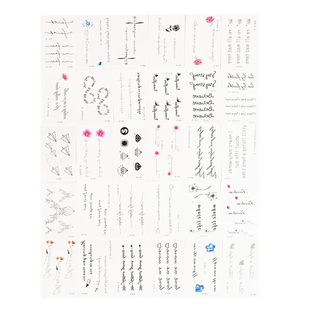 Водостойкая временная татуировка Наклейка 30 шт. лист металлическая золото