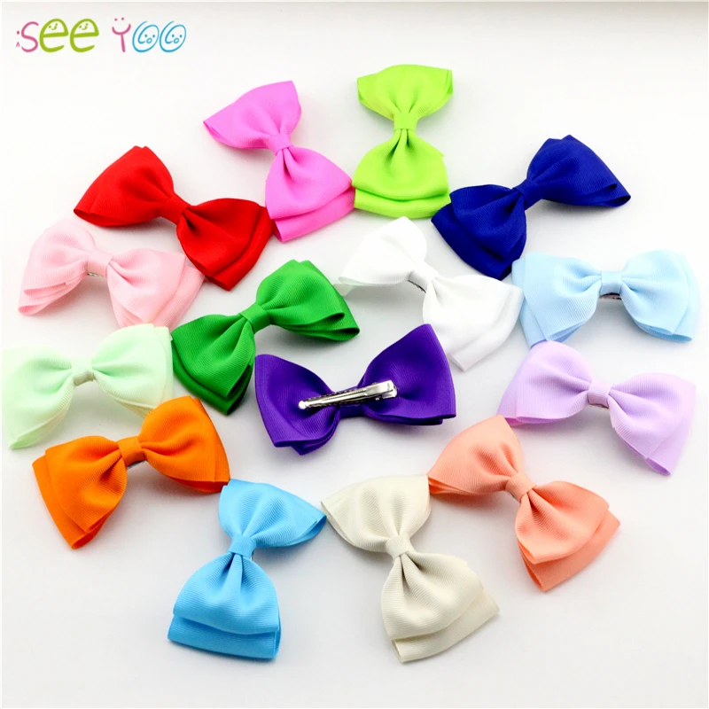 20 шт./лот для маленьких девочек объемная лента бантики волос с клипсами из