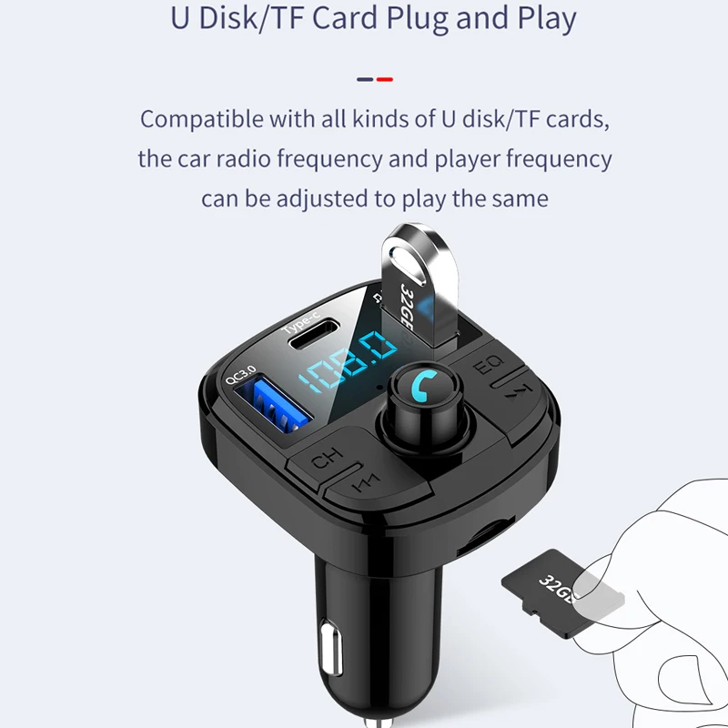 Автомобильный fm трансмиттер Bluetooth беспроводной аудио автомобильный комплект