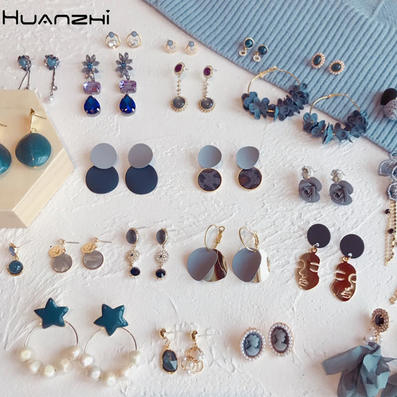 HUANZHI 2019 новый серый синий ацетат геометрическое лицо человека Кристалл Стразы