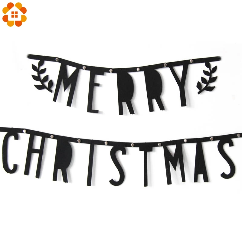 1 Набор черные баннеры из нетканого материала рождественские флаги гирлянда