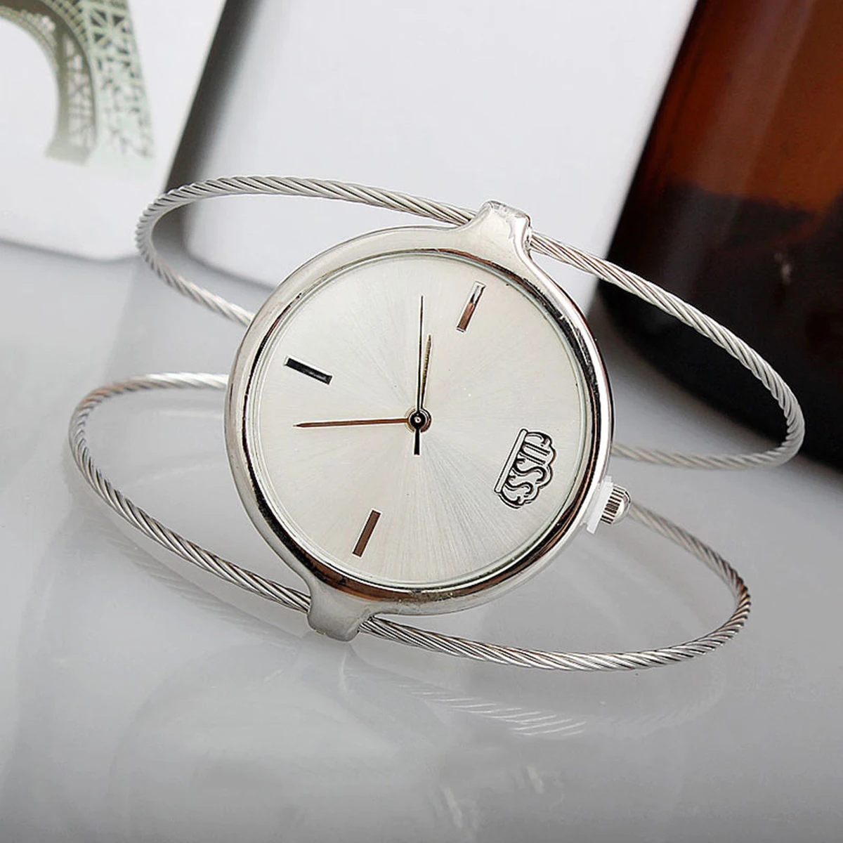 Роскошные браслеты манжеты из нержавеющей стали и браслет с круглым циферблатом