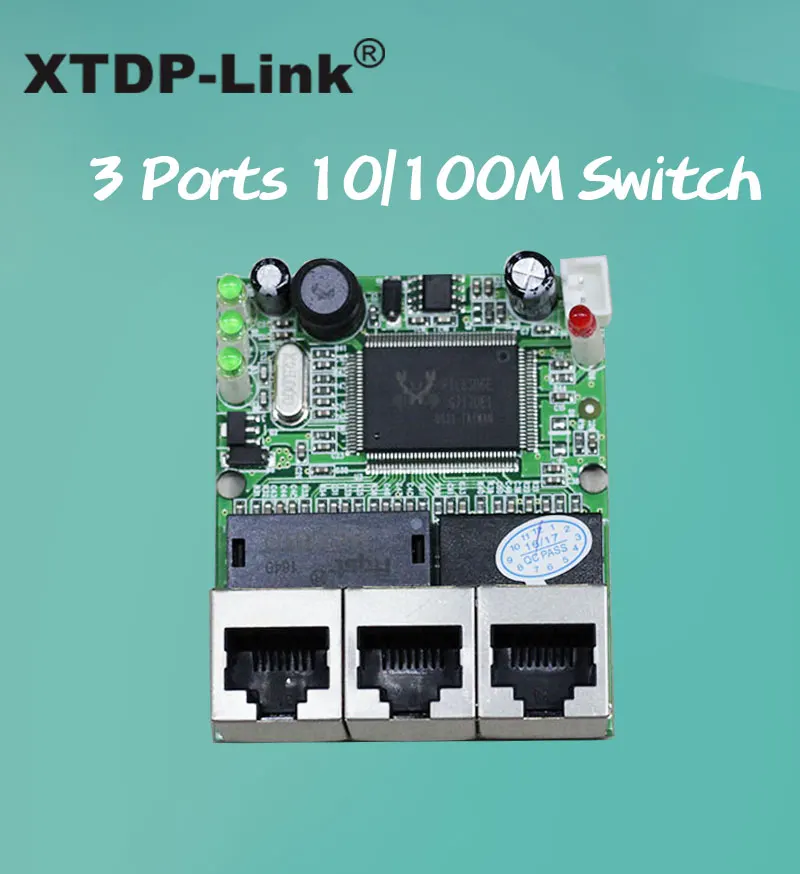 Модуль pcba мини 3 плата с портами Ethernet 10/100 Мбит/с rj45 сетевой узел печатной платы для интеграции системы завод(разработанно специально для заказчика)/поо(производство оригинального