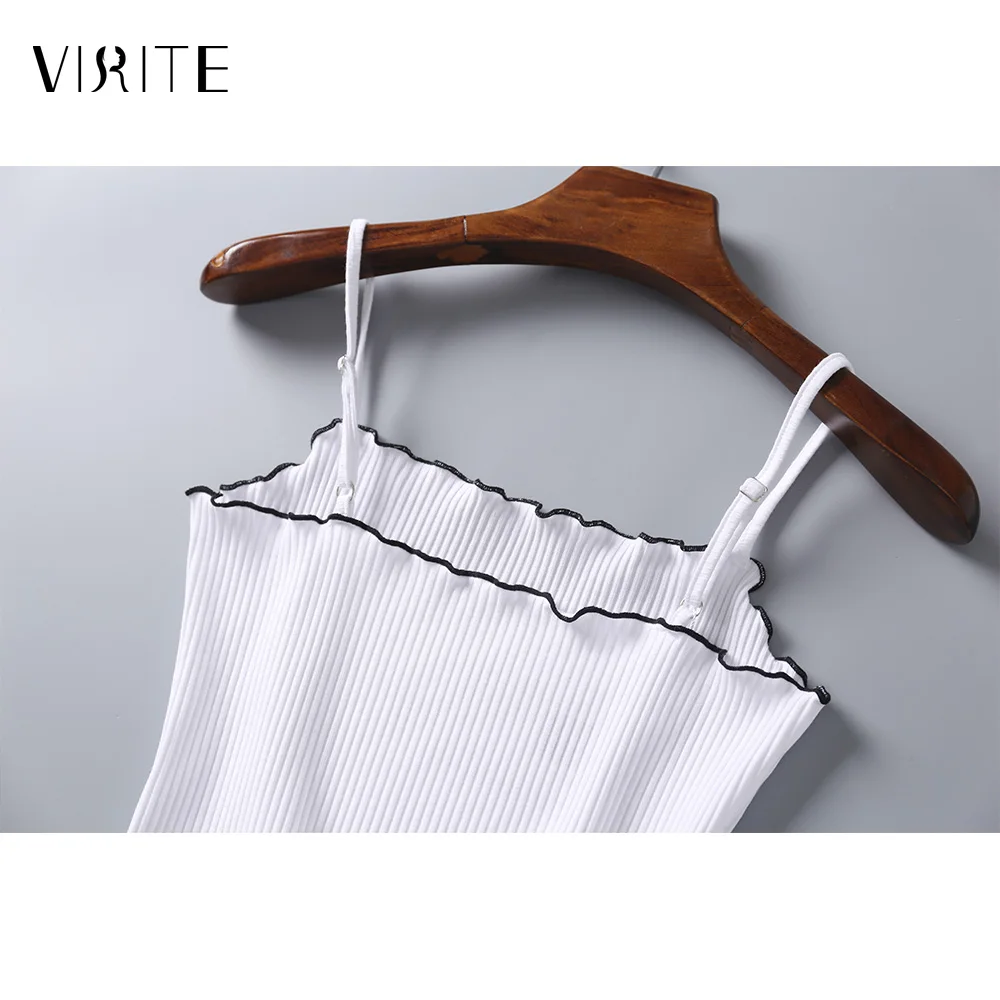 Женский трикотажный топ viite без рукавов с эластичной резинкой и волнистым