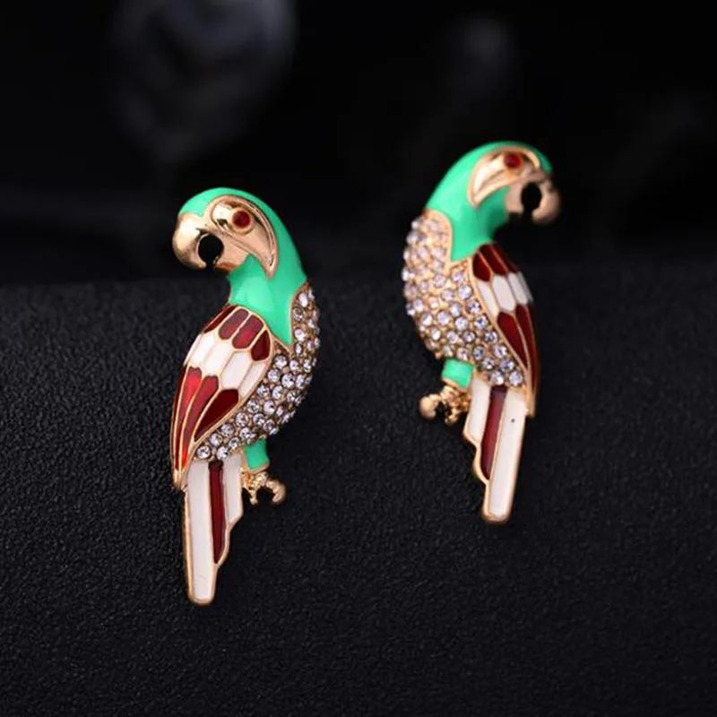 Женские серьги-гвоздики из сплава с подвеской в виде птицы серьги ручной работы