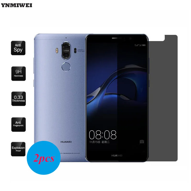 YNMIWEI 2PCS Anti Glare Film For Huawei Mate9 Tempered Glass Screen Guard Mate 9 MHA-AL00 Privacy Protector | Мобильные телефоны и
