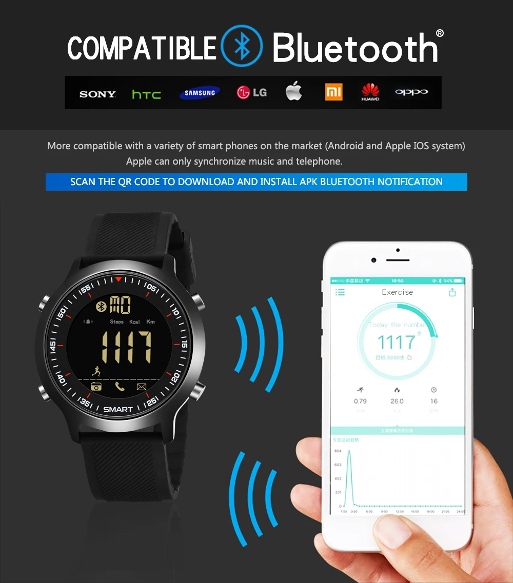 SYNOKE Smart Watch Sport Водонепроницаемый шагомеры сообщение напоминание Bluetooth открытый плавательный мужчины smartwatch для ios телефона Android смарт часы электронные часы спортивные часы фитнес часы