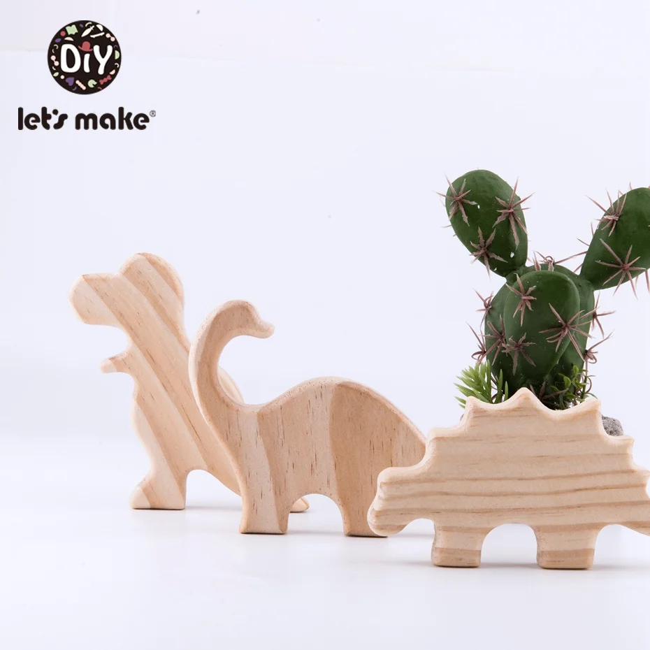 Let'S Make 1 шт. деревянный динозавр мультфильм игрушки игровой набор деревянный Прорезыватель пищевого качества фишки Динозавр Детская идея Игрушки для малышей детский подарок