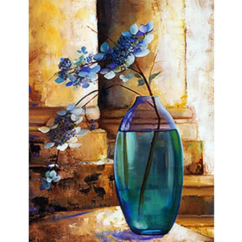 

Picture of Rhinestone Mosaic Diamond Painting Flower Bottle Full Drill Square Cross Stitch Diamond Embroidery Home Decor Gifts
