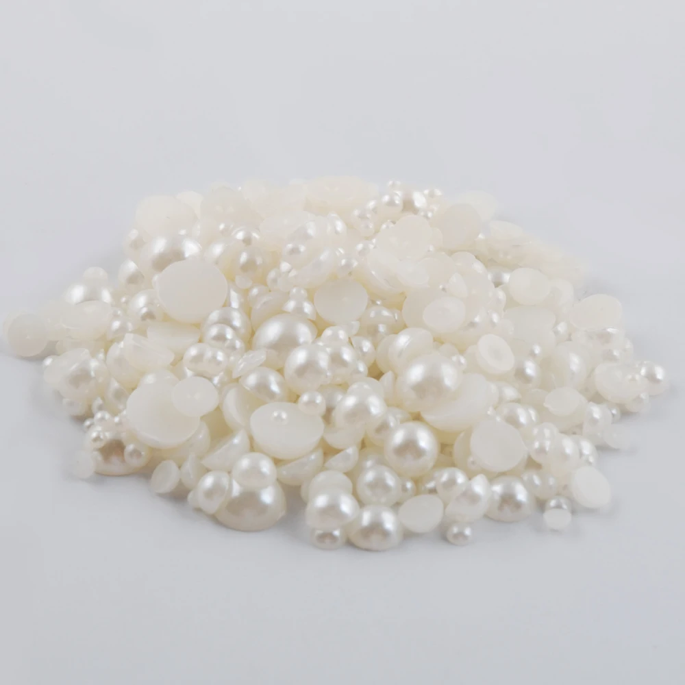 Полукруглые акриловые бусины с имитацией жемчуга смешанные размеры 2/3/4/5/6/7/8 мм