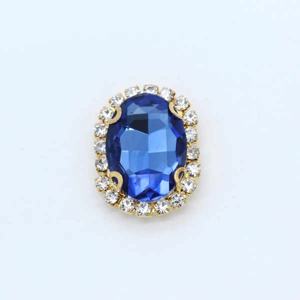 mid sapphire 9p 13x18 мм Овальный цвет стекло камень Пришить граненые хрустальные стразы Драгоценности отделка бусины аппликация Золотой Коготь Пряжка для DIY одежды - Цвет: mid sapphire