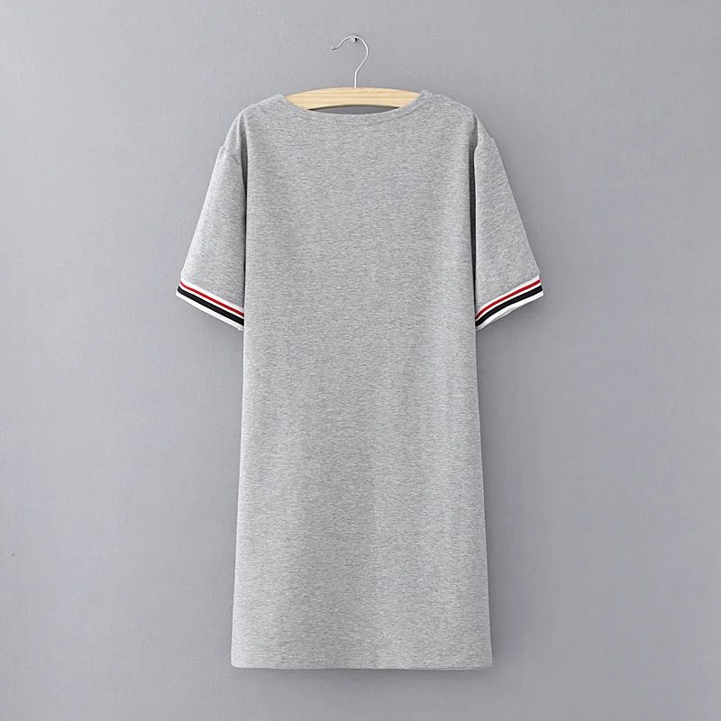 XL-4XL плюс Размеры свободные летние Для женщин Цвета Patckwork платье слово лента