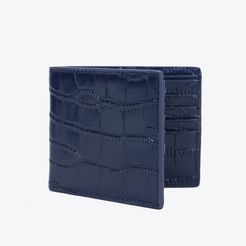 blue Мужской кошелек из натуральной кожи с крокодиловым узором, черный, коричневый, тонкий мужской кошелек, зажим для денег, долларов, кредитный держатель для карт, кошельки для мужчин - Цвет: blue