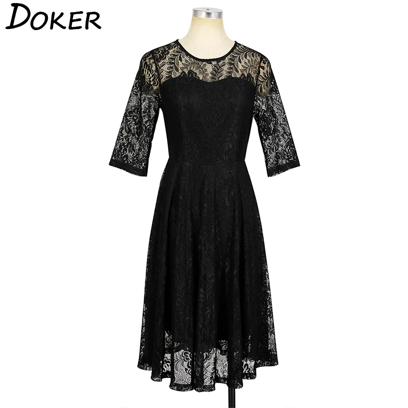 2020 Новое Кружевное платье в винтажном стиле Большие качели женское с О образным