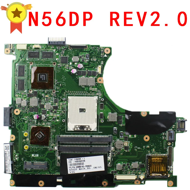 Для For Asus N56D N56DP материнская плата для ноутбука REV2.0 60 NQOM1002 (C03) Бесплатная