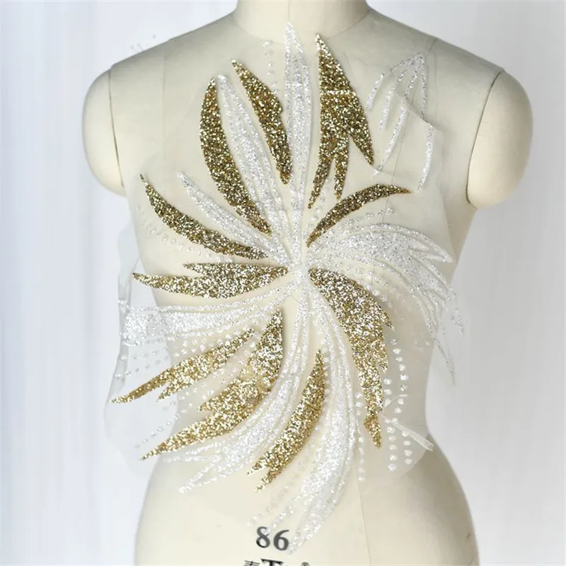 Свадебное платье с золотыми вставками и блестками 2 шт. белое Серебряное