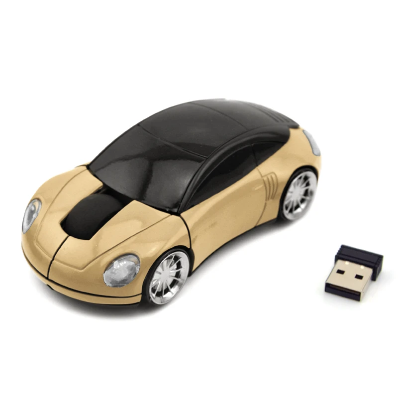 Золотой Классная Автомобильная беспроводная мышь USB оптическая 1600 dpi приемник игровая 3D геймерская мышь для ноутбука ПК компьютера для Macbook - Цвет: Золотой