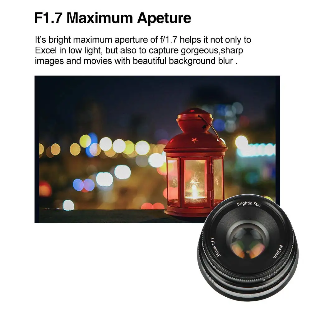 Объектив Cadiso 35 1 7 мм F1.7 с большой диафрагмой и ручной фокусировкой для камеры Canon