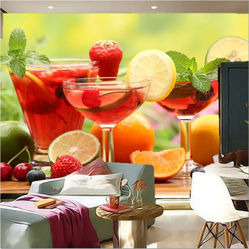 3D фрески на заказ все виды свежих и вкусных коктейлей с фруктами Настенные обои