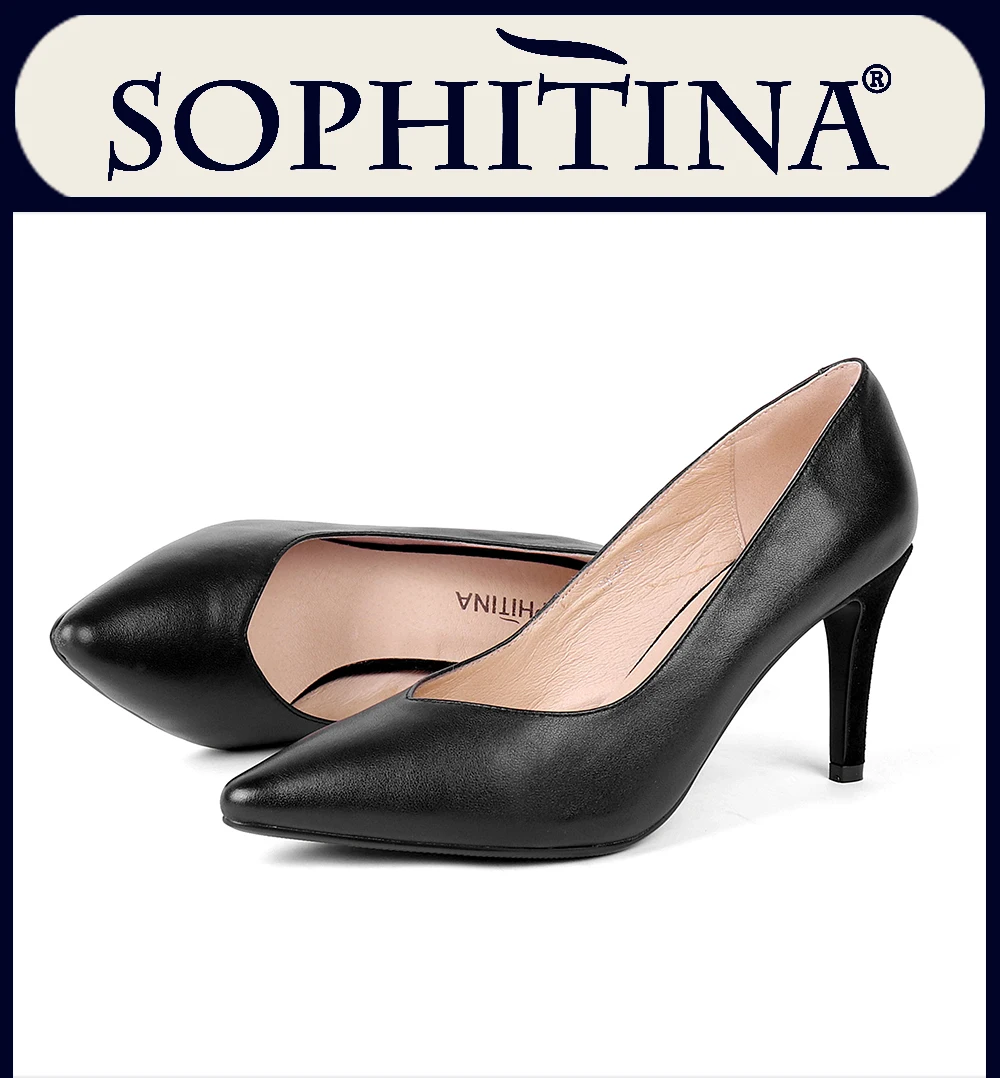SOPHITINA/Новинки 2019г. Пикантные туфли-лодочки в испанском стиле из натуральной кожи. Удобные повседневные женские туфли с остренным мыском на высоком тонком каблуке; Подкладка обуви выполнена из свиной кожи. X03