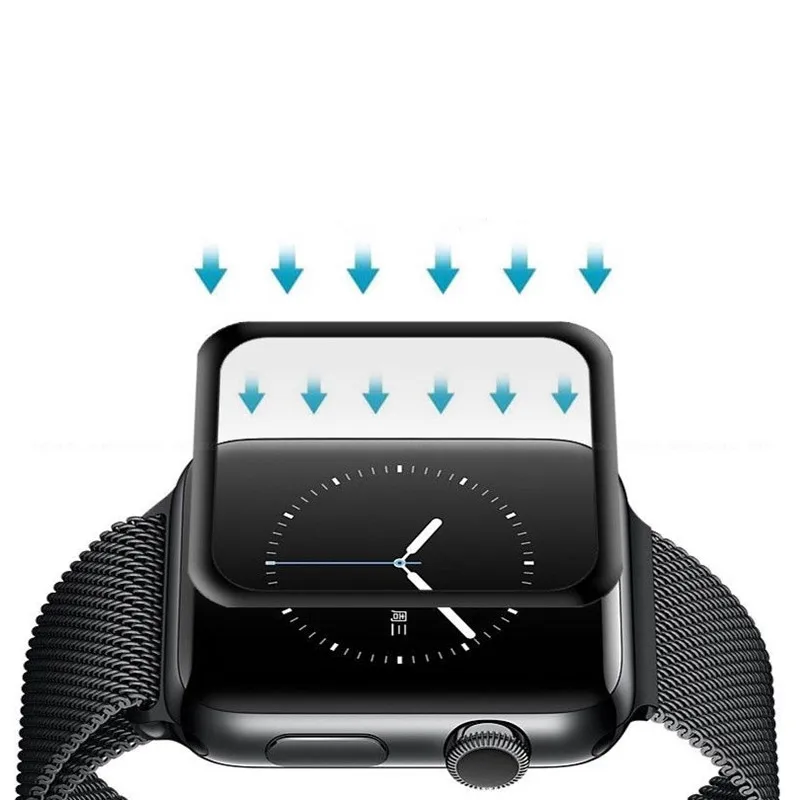5D изогнутая поверхность 9H пленка из закаленного стекла для Apple watch 38 мм 42 мм экран с мягкими краями протектор для Apple watch Series 1 2 3 пленка