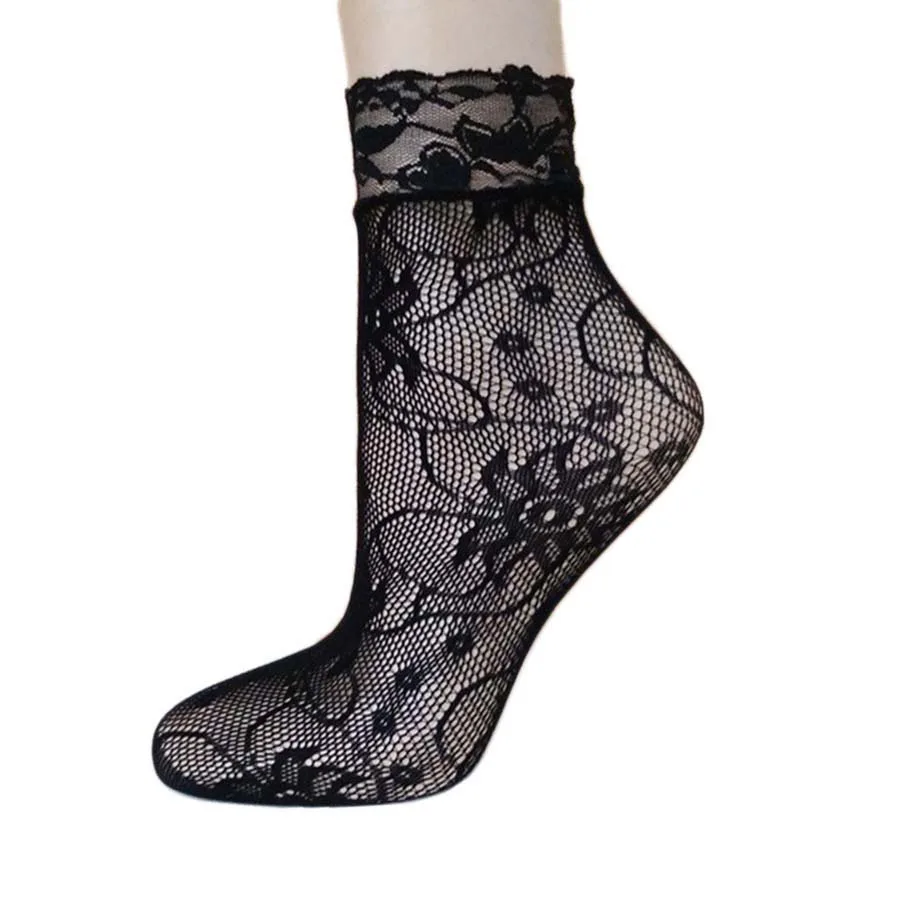 [Cospacool] 2017 Модные ажурные черные носки для женщин и девочек мягкие кружевные