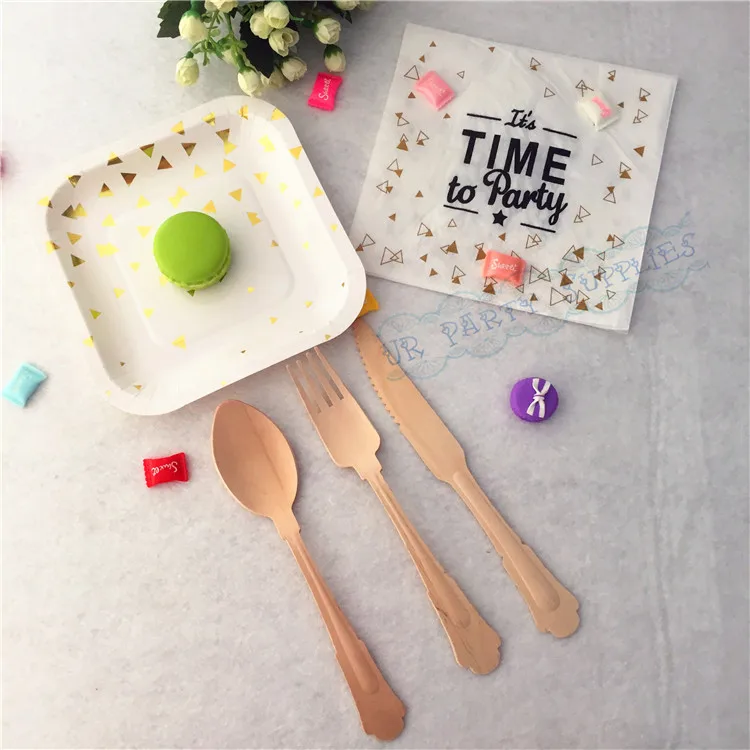 80 человек столовая посуда золотые бумажные тарелки для вечеринки