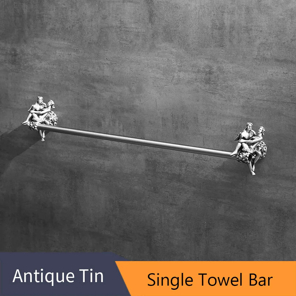 Single Towel Bar Держатели для бумаги, аксессуары для ванной комнаты, хромированный Романтический Комплект для ванной, крепление для ванной комнаты, кольцо для полотенец, держатель для туалетной щетки, MB-0810T - Цвет: Single Towel Bar