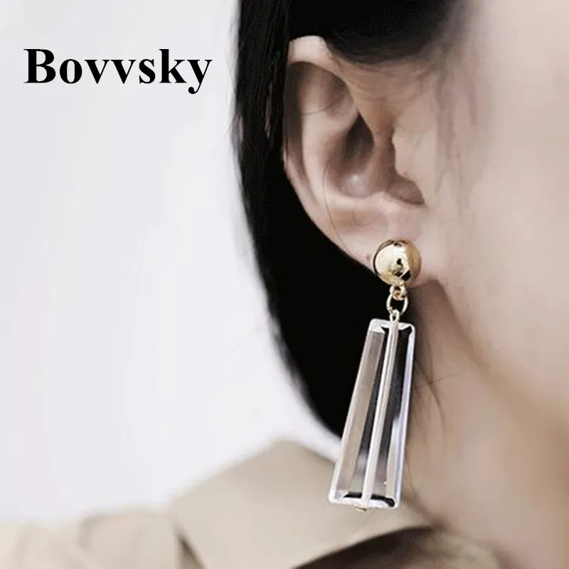 Женские Прозрачные Серьги Bovvsky эффектные геометрические длинные серьги из