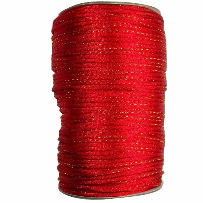 2 мм красные ювелирные изделия нейлоновый шнур добавить золотую линию Rattail