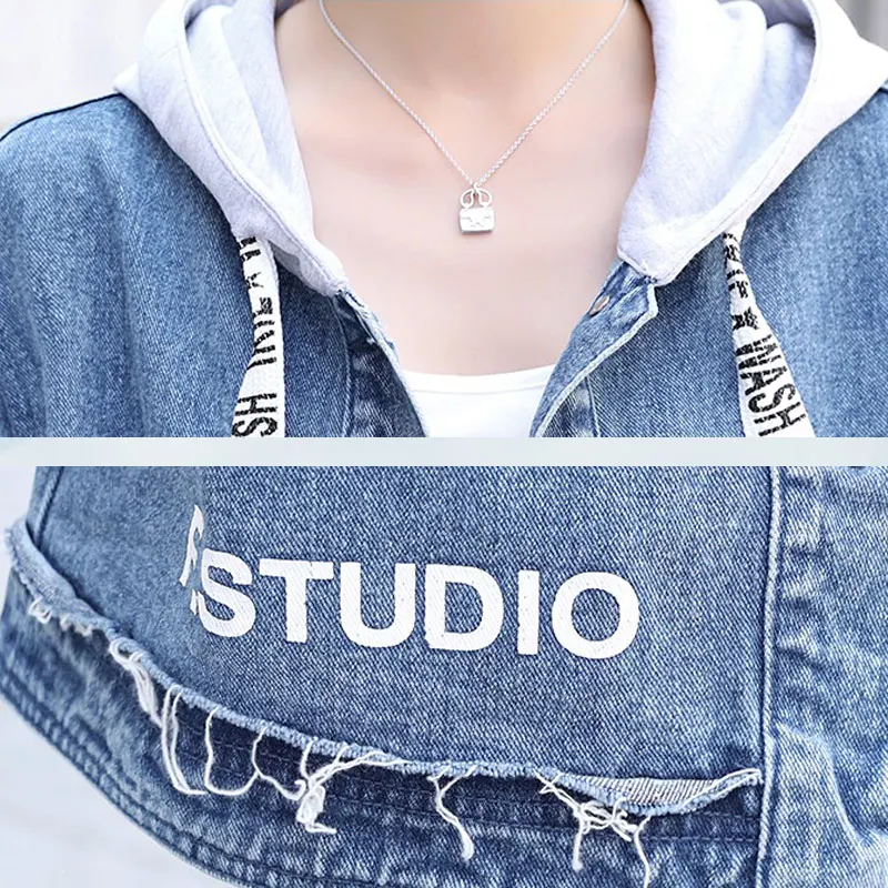 Женские джинсовые куртки средней длины 2019 Осенняя свободная однобортная верхняя