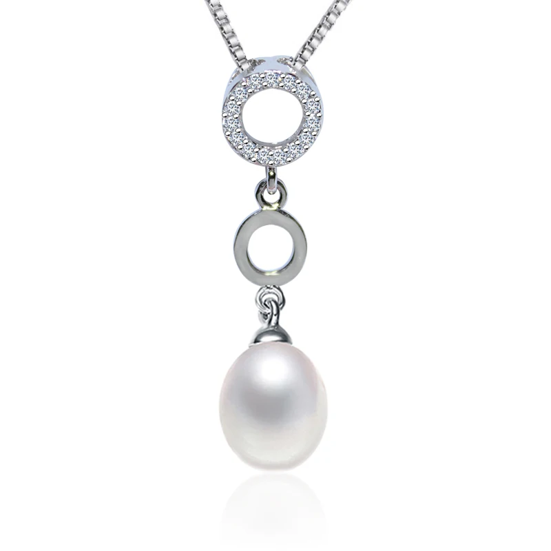 

PEISENI Pearl Jewelry Natural Freshwater 8-9mm Pearl Pendants 925 Sterling Silver Jewelry 45cm For Women girls