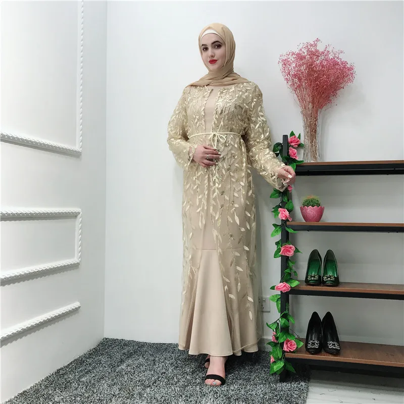 Рамадан открытая Abaya Дубай Турция ислам сетка кимоно кардиган мусульманский