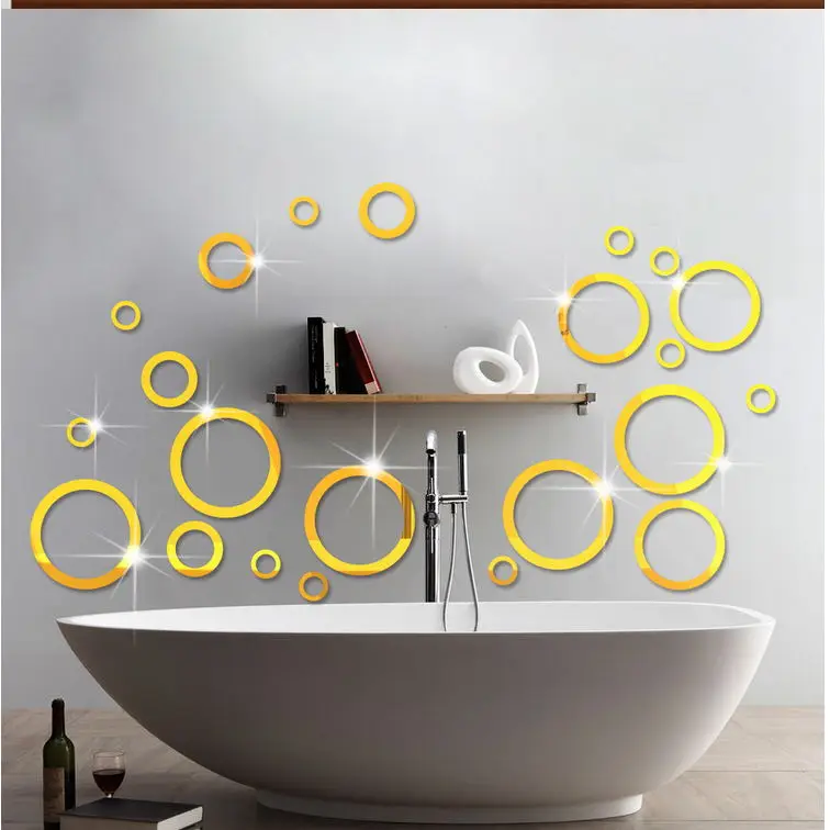 DIY зеркальные акриловые круглые формы твердые настенные наклейки для отеля кофе