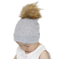 baby hat crochet faux fur baby cap cotton pompom bobble hat for kids winter children girl boy wool fur caps childrens hats