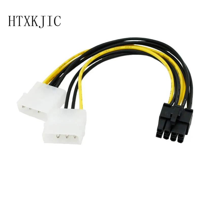 PCI Express адаптер 4PINx2 к PCI-E 8PIN папа двойному LP4 IDE кабель питания 16 см